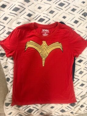 DC Wonder Woman WW84 Red Tee with Gold Emblem